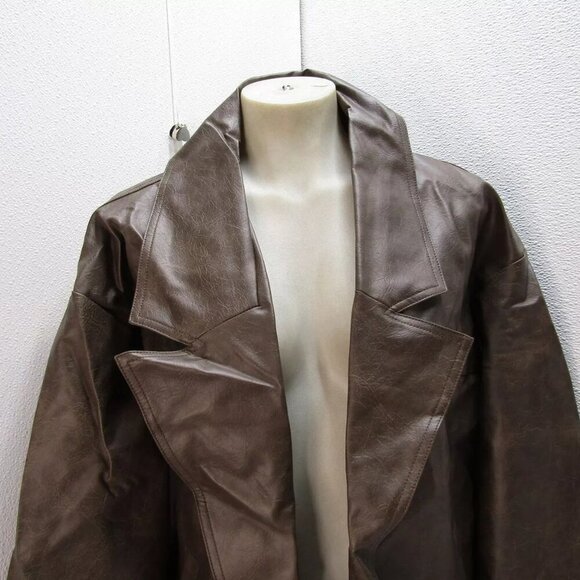 NEW SNDYS Womens Royce Oversized Faux Leather Jacket Size XL Mocha Brown - Picture 12 of 14
